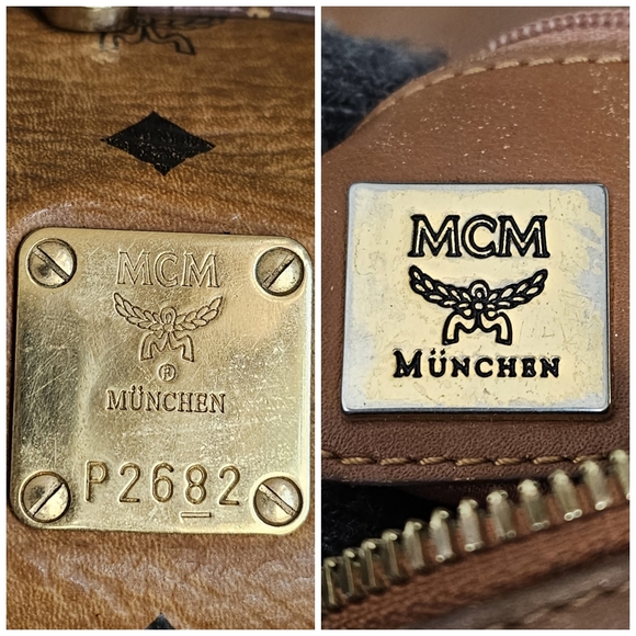 MCM Visetos Boston Bag Cognac With MCM Charm - Picture 5 of 12